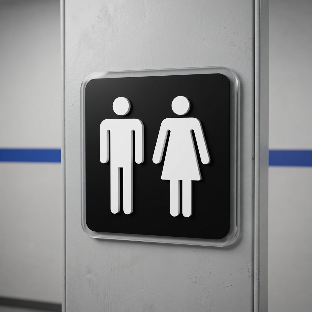 Restroom Sign Label: 3.94 X 3.94 Inches Unisex Self Adhesive Bathroom Sign,