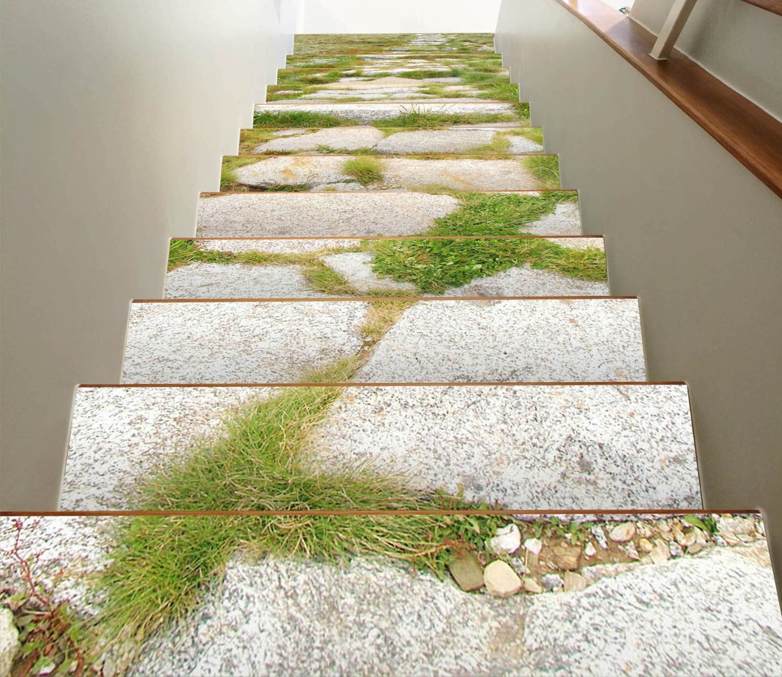 3D Gray Stones W029 Stairs Risers Decoration Photo Mural Vinyl Wallpaper Vera