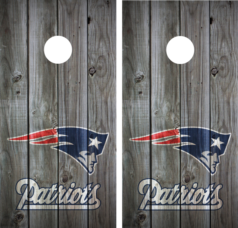 New England Patriots Vintage Wood Cornhole Board Decal Wrap Wraps (Grey)