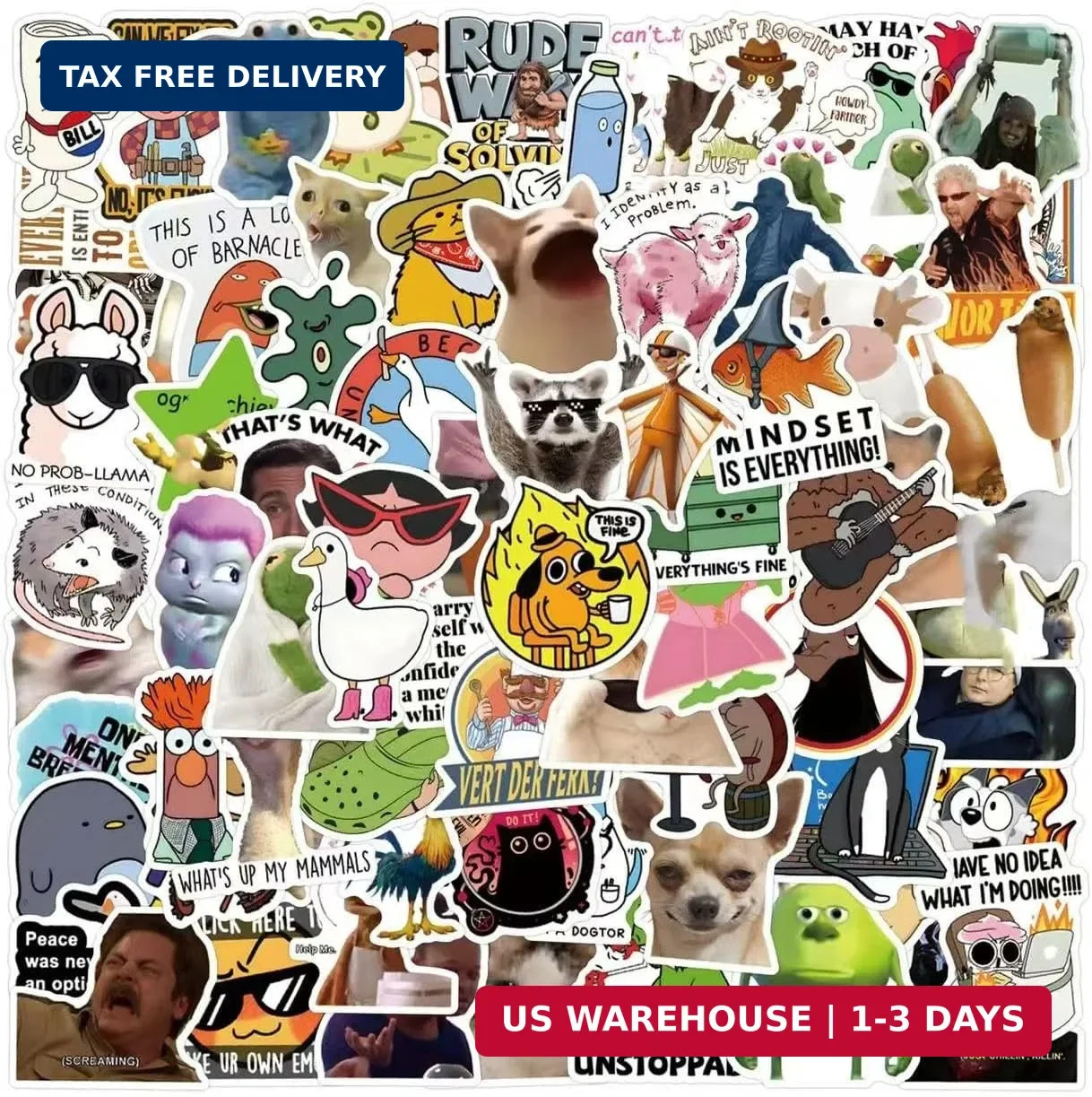 110 PCS Funny Stickers Prank Meme Stickers Pack Vinyl Waterproof Cool Decals for