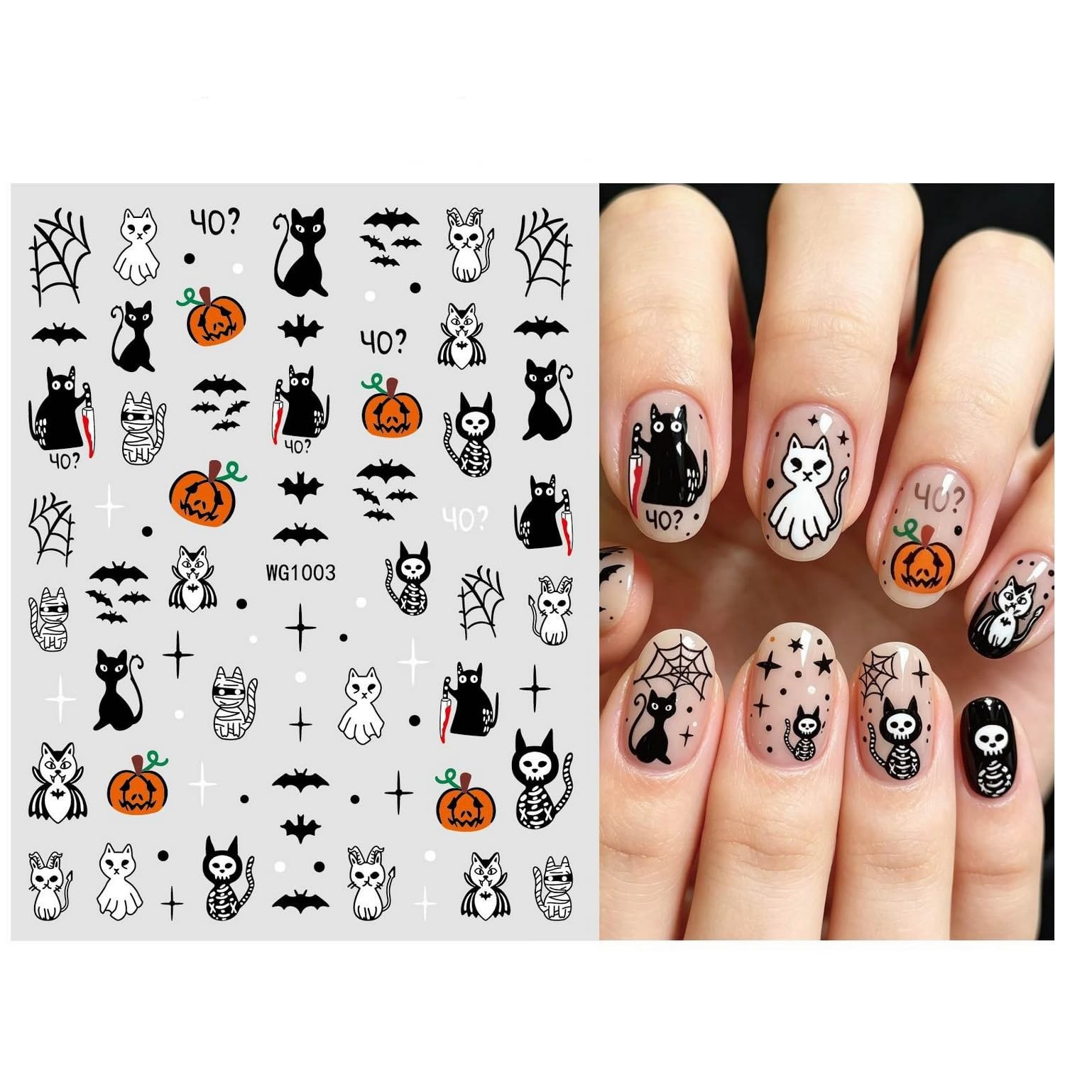 8 Sheets Halloween Nail Art Stickers for Women 3D Self-Adhesive 1, Style 12