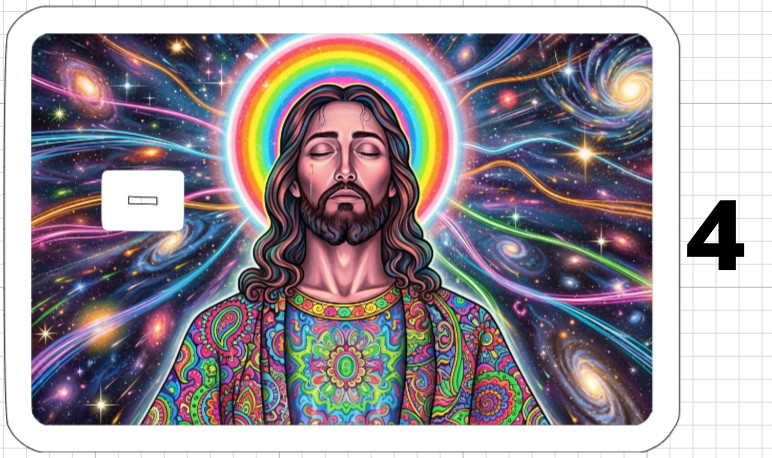 Jesus Christ Psychedelic ATM DEBIT CREDIT CARD Skin Sticker God Bible Groovy USA