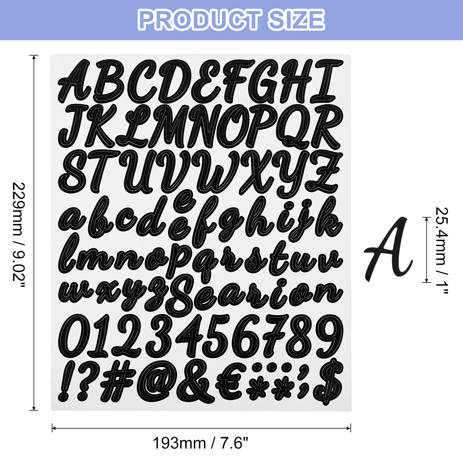 Vinyl Letters and Numbers Stickers, 252 Pieces (Black, 2.5 cm)