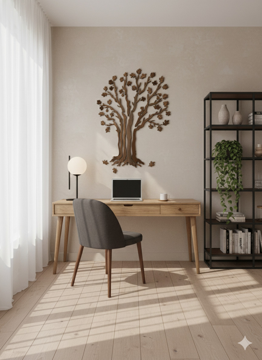 White Oak Tree of Life Wall Art, Handmade Woodland Decor (39×59")