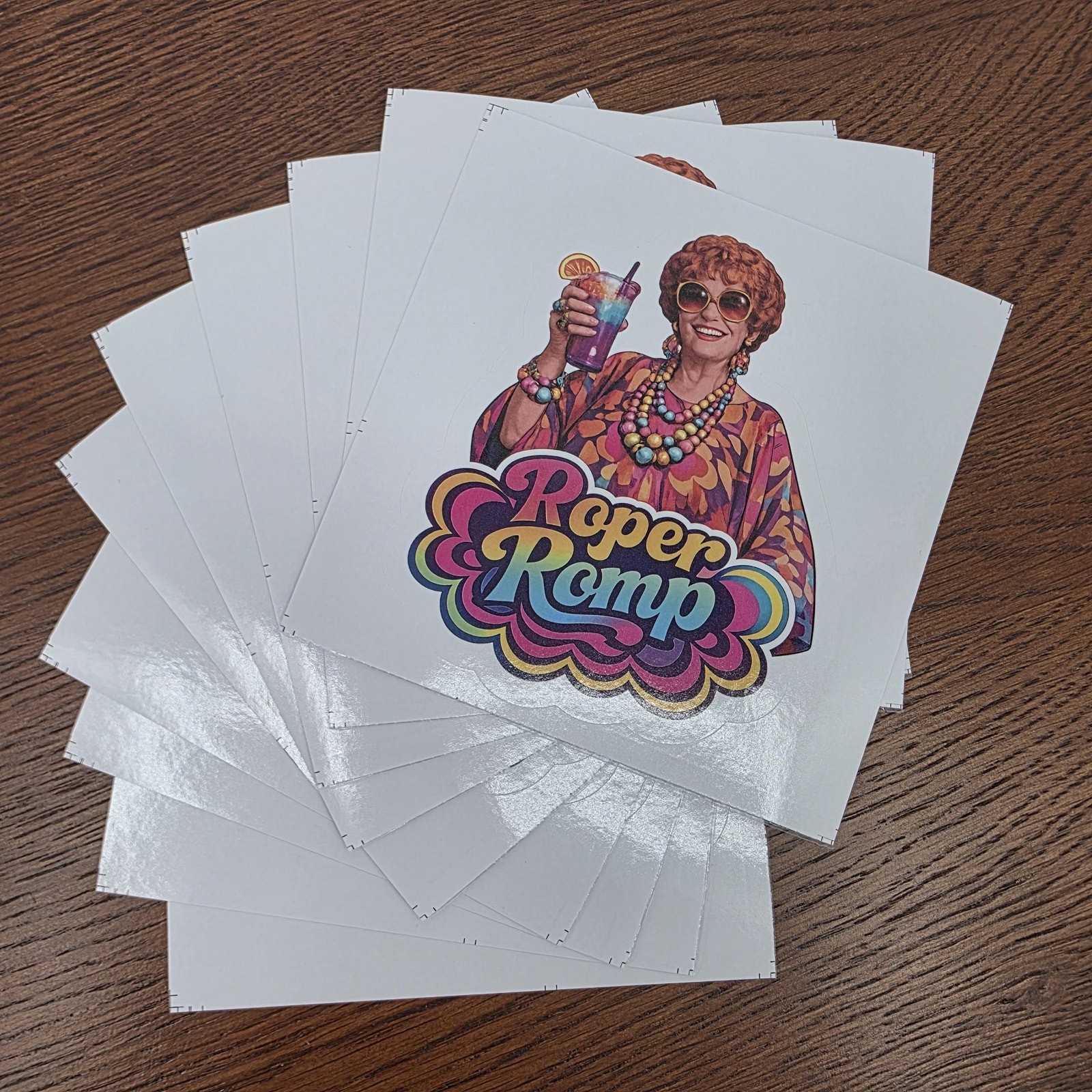 Roper Romp Stickers – 10 Pack Die Cut Full Color Mrs. Roper from Three's Company