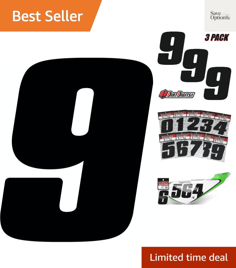 AMA Approved 7-Inch Black Vinyl Number 9 – High-Gloss Precision for Motorsports