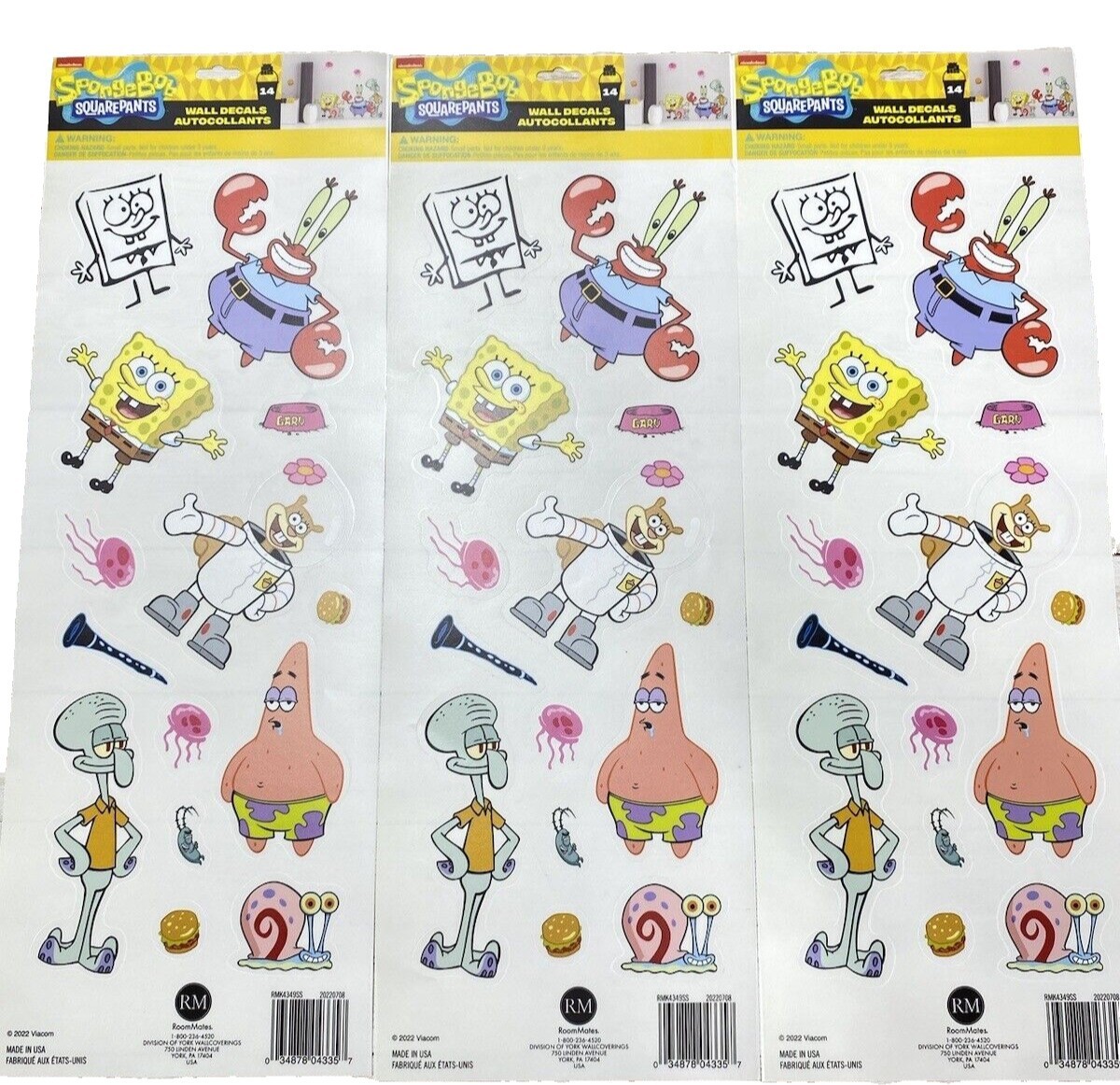 SpongeBob SquarePants Wall Decal Stickers – 3 Sets, Includes Mr. Krabs & Squidwa