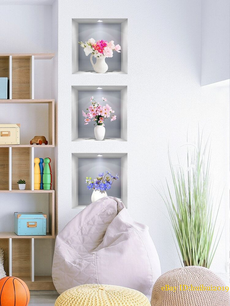1pc Flower Design Pattern Wall Sticker Removable DIY Wall Art Decor Decals