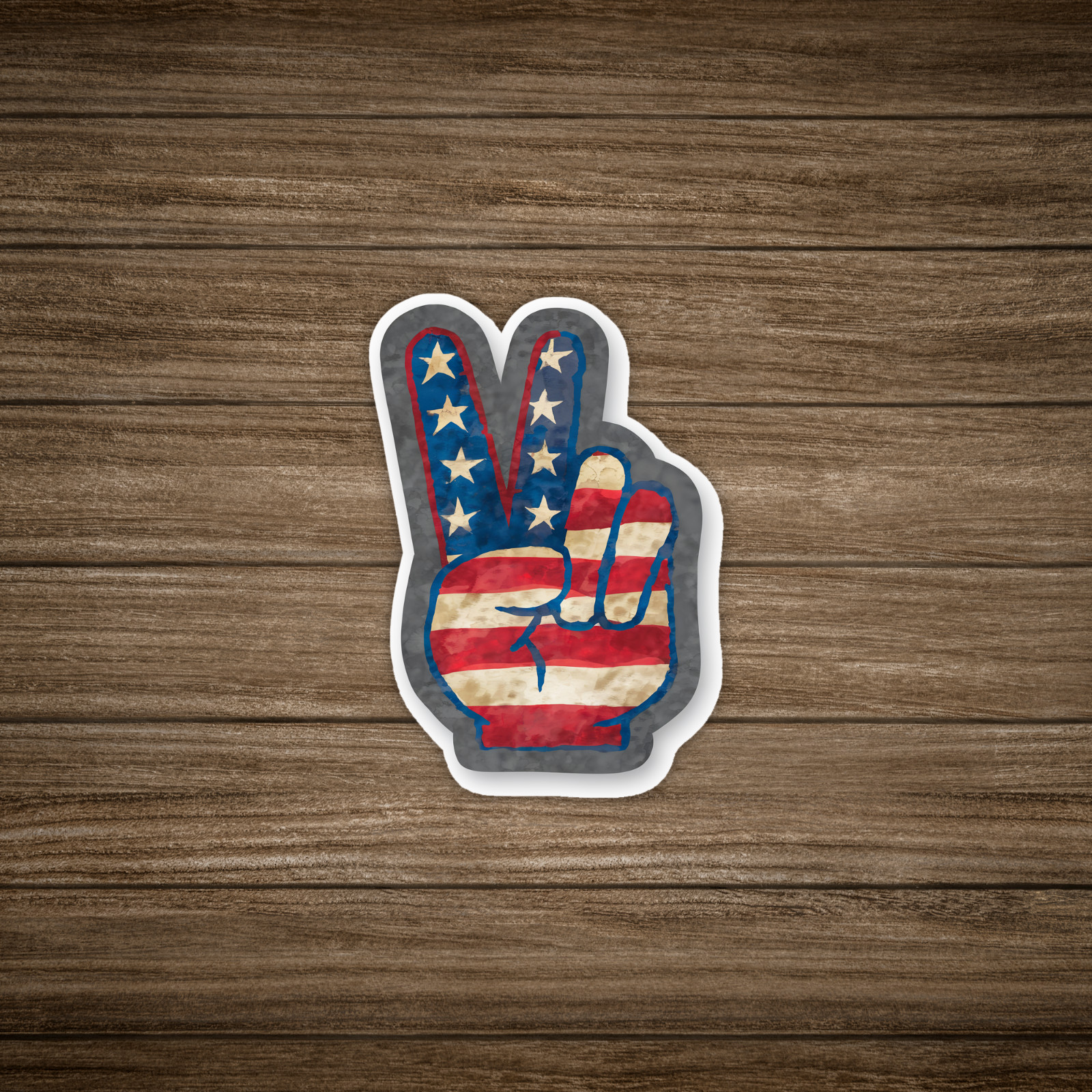 Vintage American Flag Peace Sign Sticker – Patriotic USA Decal 1960s Style #110