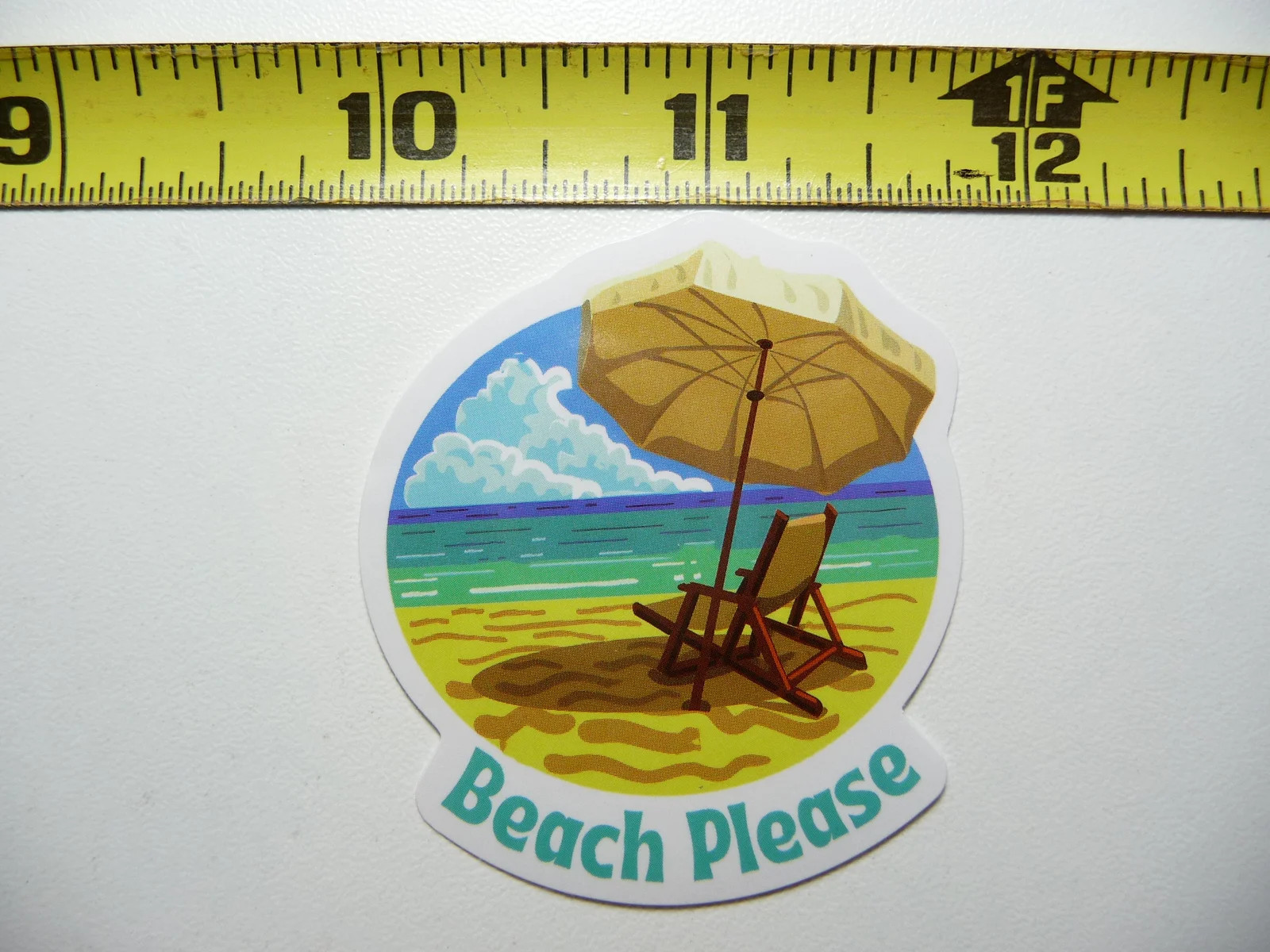 BEACH PLEASE CHAIR UMBRELLA SMALL STICKER DECAL TROPIC SCENE VACATION TRIP
