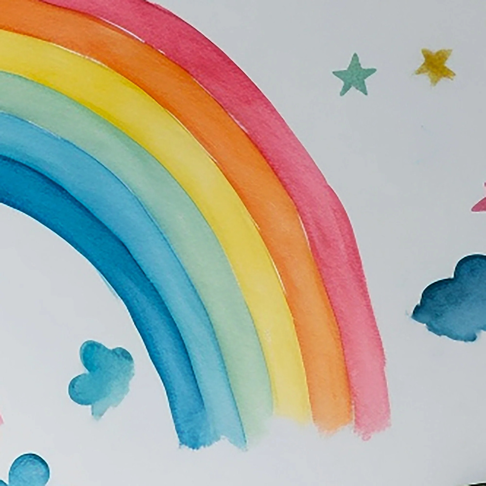 Boho Rainbow Wall Decor Stickers – Watercolor Clouds Stars Decals – Blue Cloud