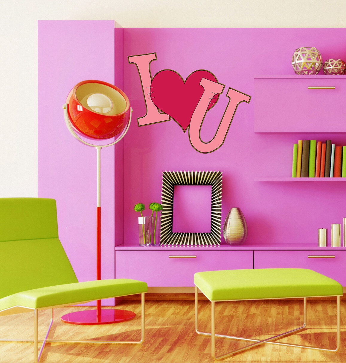 I love you For Living Room, Living Room Quote Decal, Heart Decor, Quote Wall Art