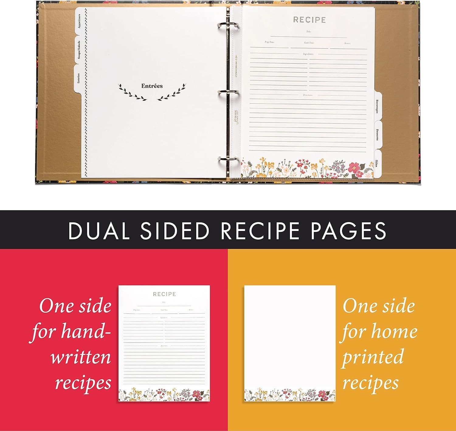 3 Ring Recipe Binder 8.5 x 11 | Full-Page with Clear Protective for