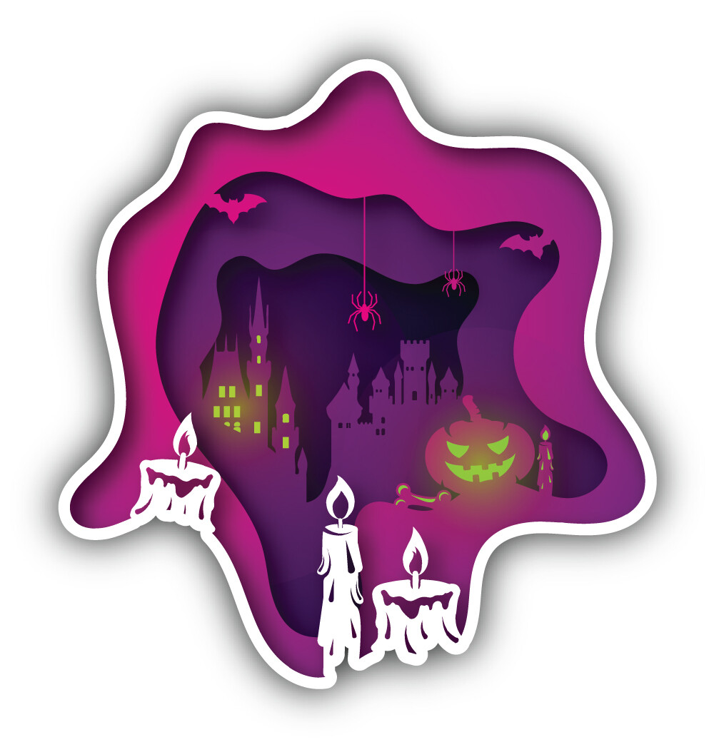Halloween Illustration Paper Art Carves Vinyl Sticker Car Bumper Decal