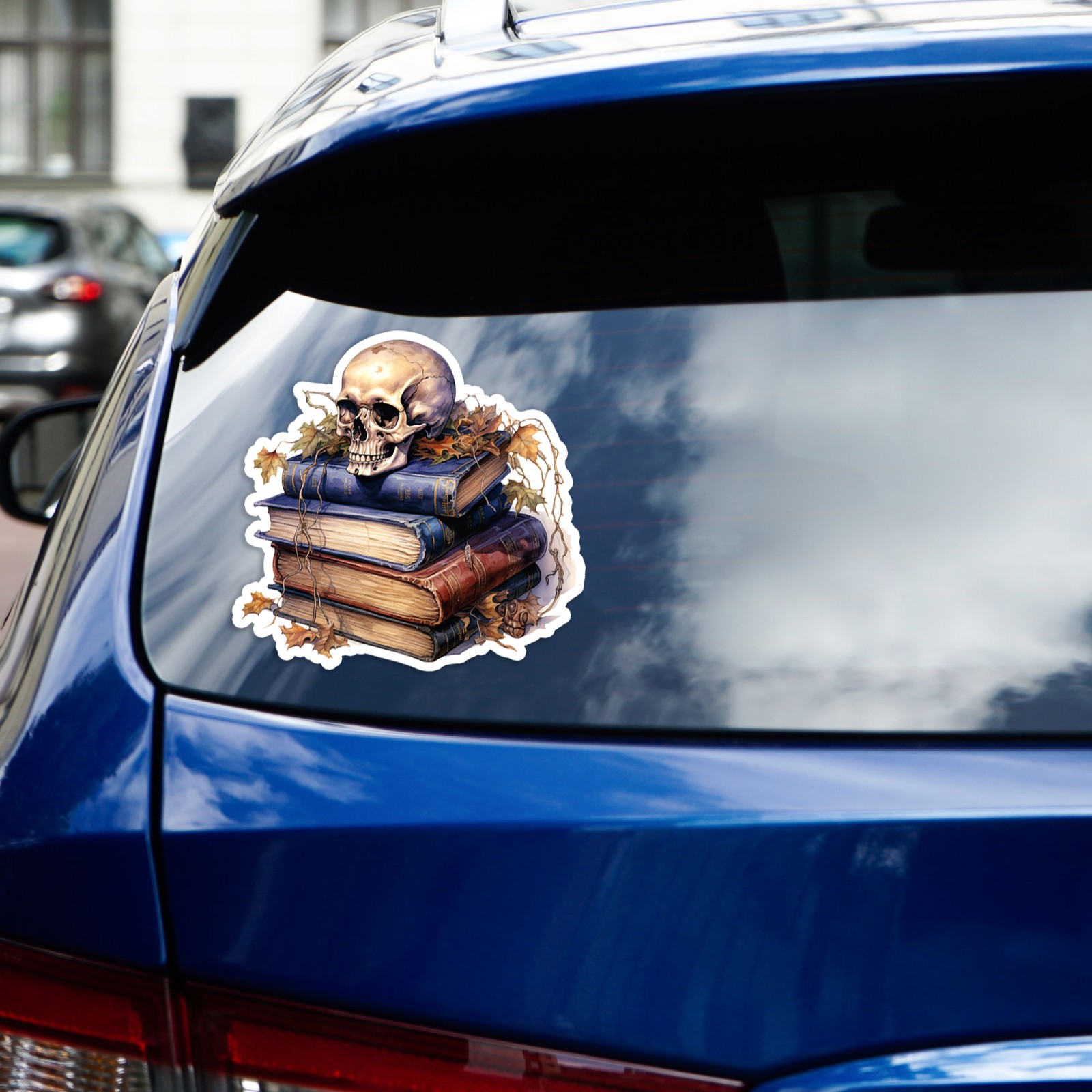 Skull on Books Vine – Vinyl Decal Sticker – Car Window Laptop – #243