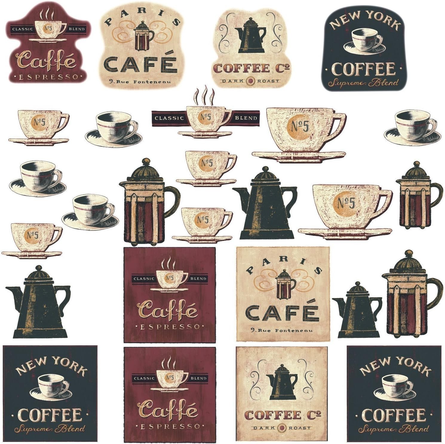 Multicolor Peel & Stick Coffee Wall Decals – Easy, Removable Art for Any Space