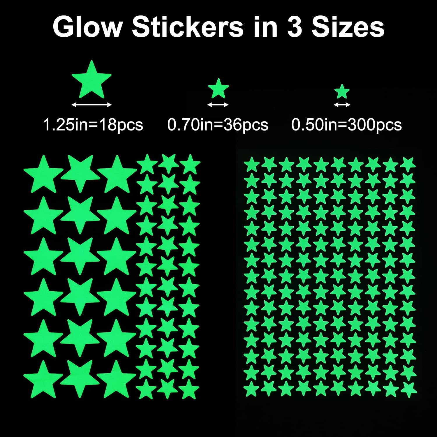 MOJOTORY Glow in The Dark Star Stickers, Bright and Lasting, 354 Stars