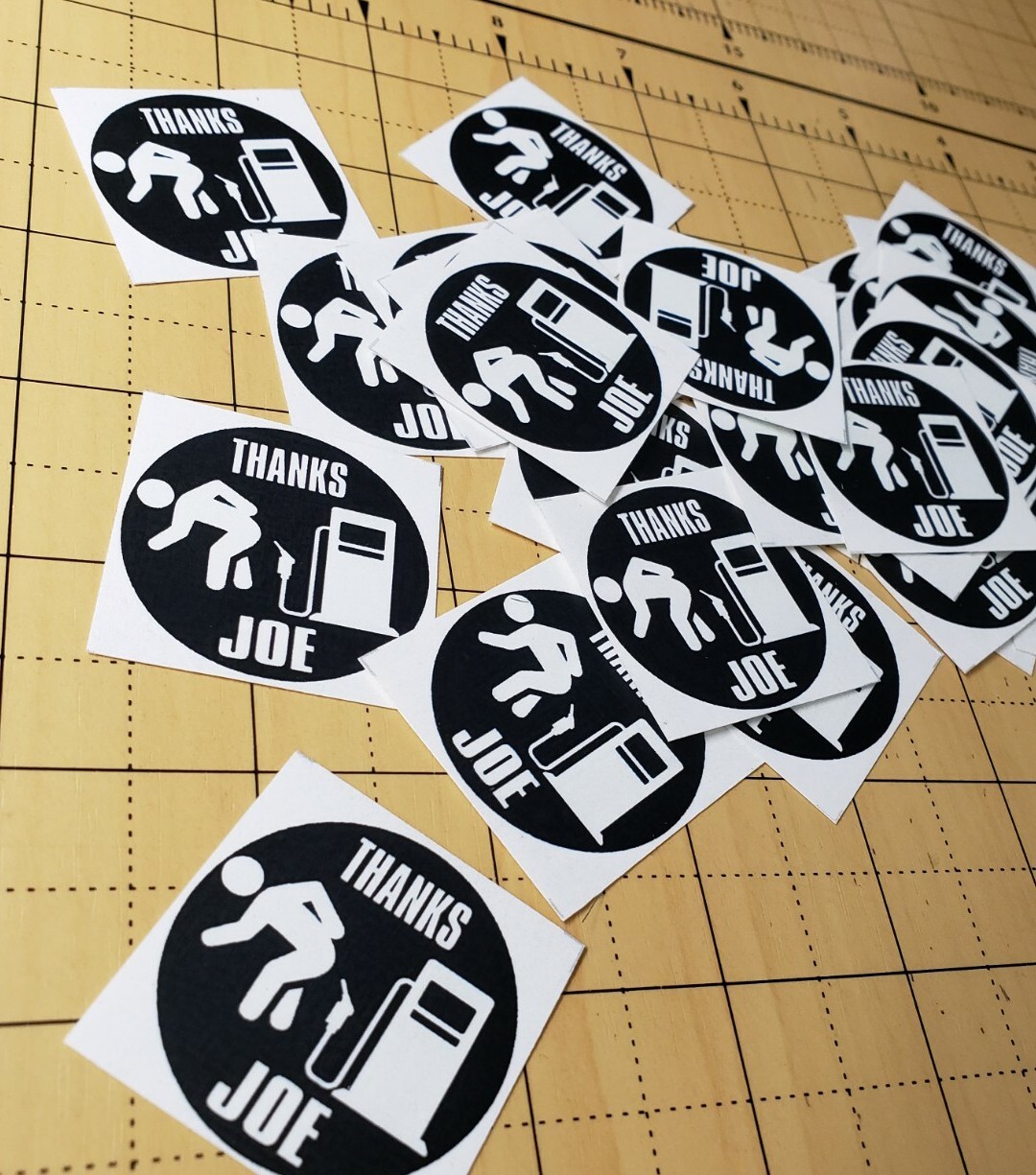 25x Decal Vinyl Joe Biden Gas Funny Sticker. Custom made square 1.5"X1.5"