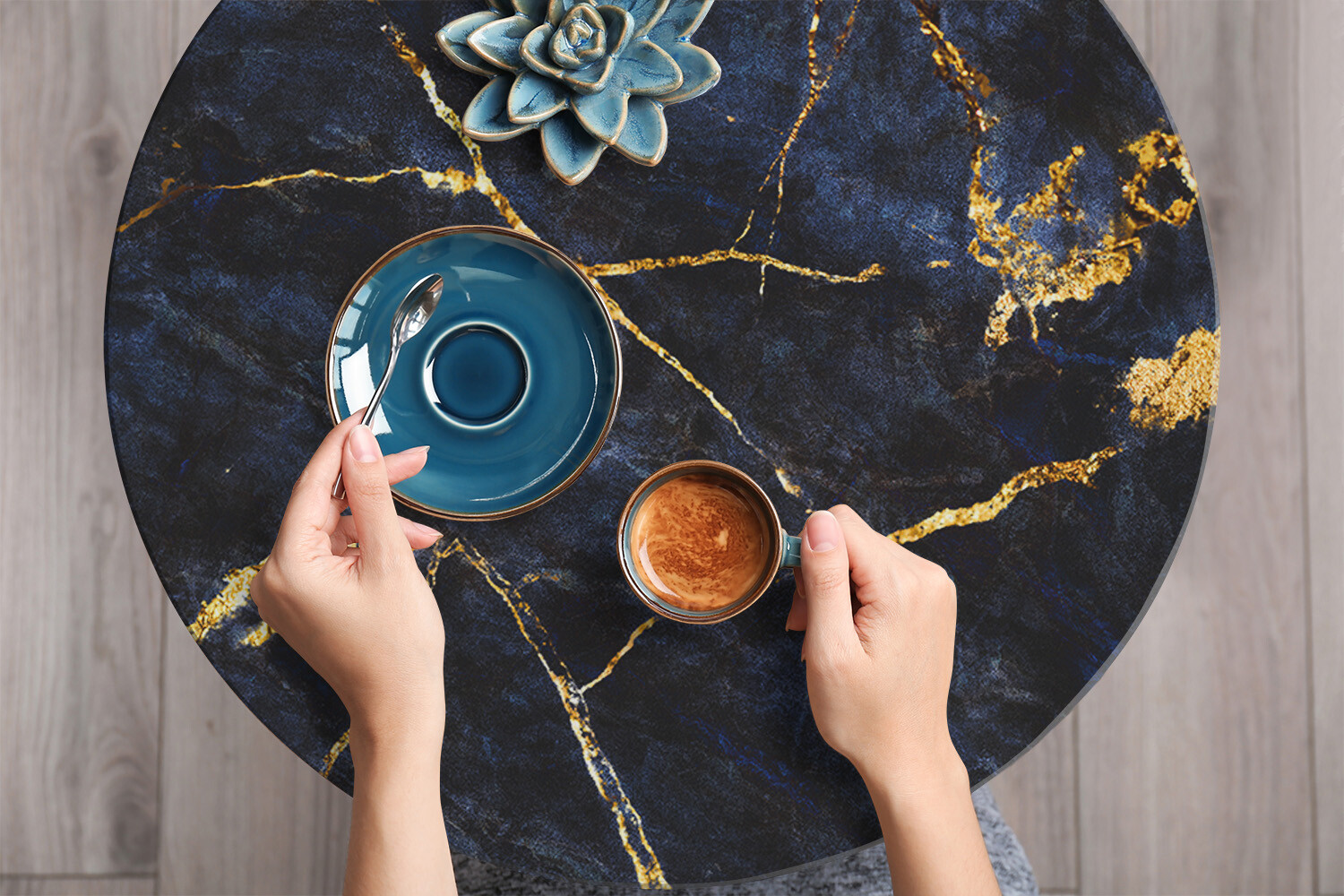 Sticky Back Plastic Self Adhesive Film Wrap Sticker Blue marble 100×50