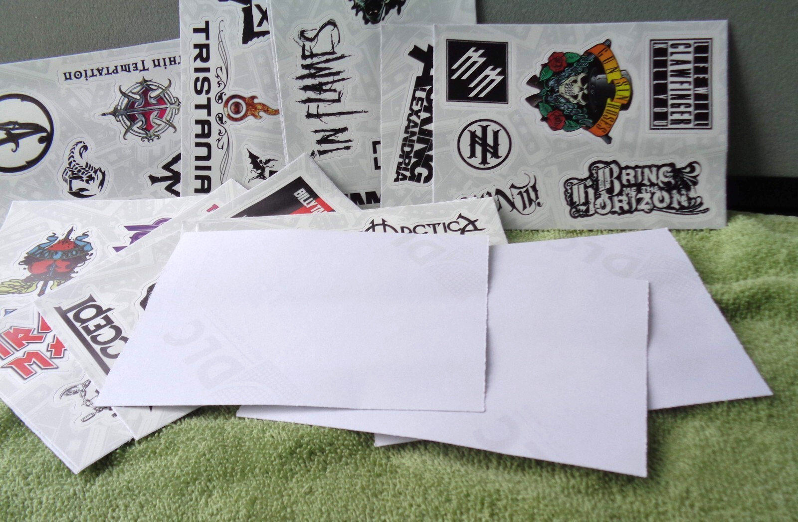 Lot of 19 Sheets of Rock Band Decals- 84 Different Decals Total- NEW