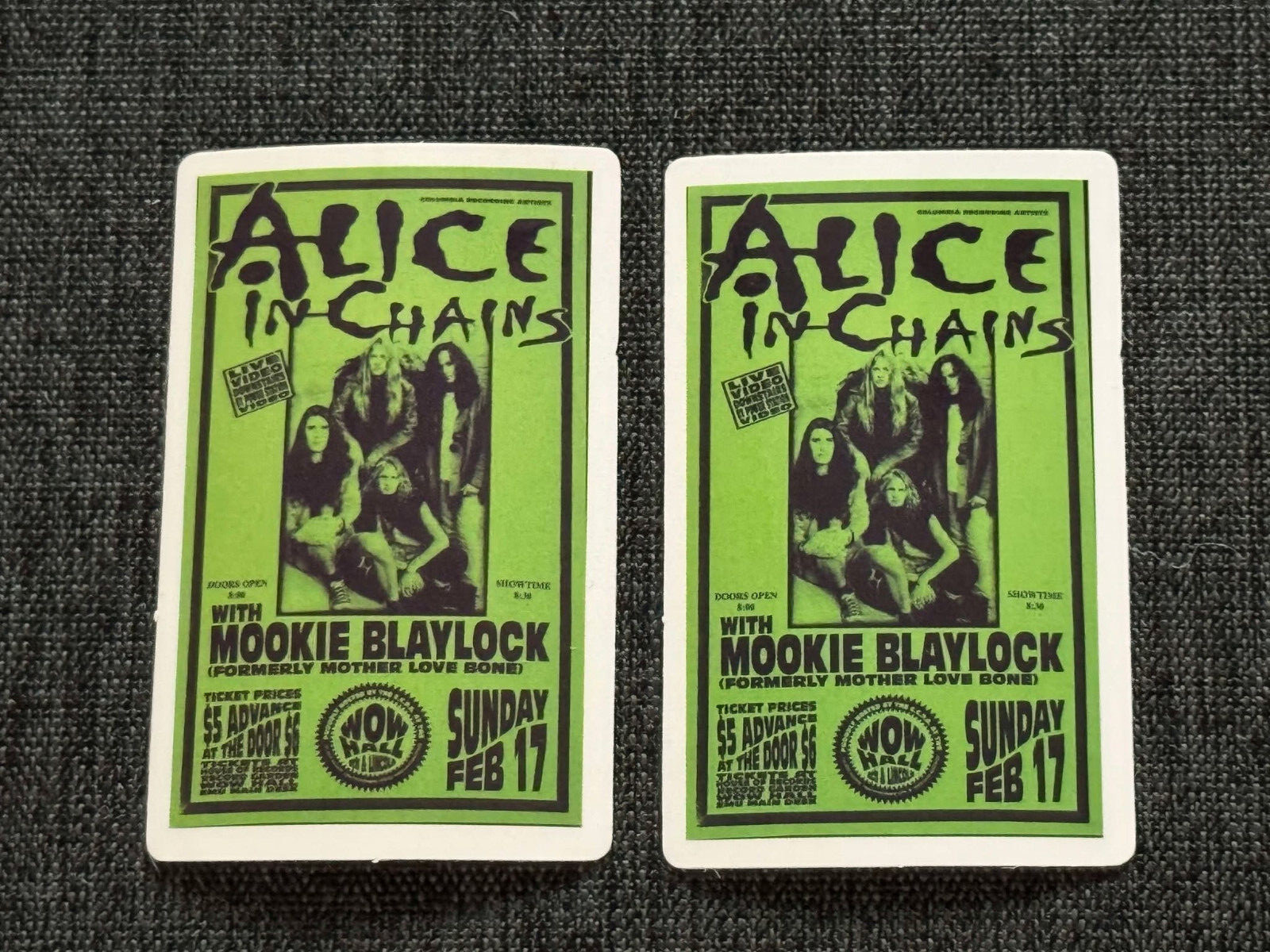 Lot of 2 ALICE IN CHAINS 1 1/2" x 2 1/2" Band Logo STICKERS Green FAST! FREE!