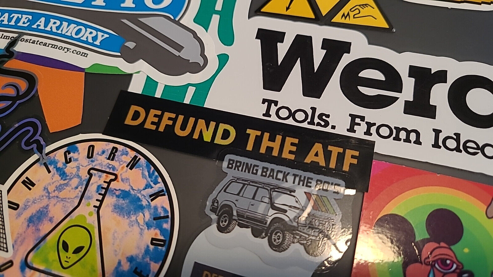 DEFUND THE ATF stickers for laptops, gas pumps, tool boxes, sticker bombing