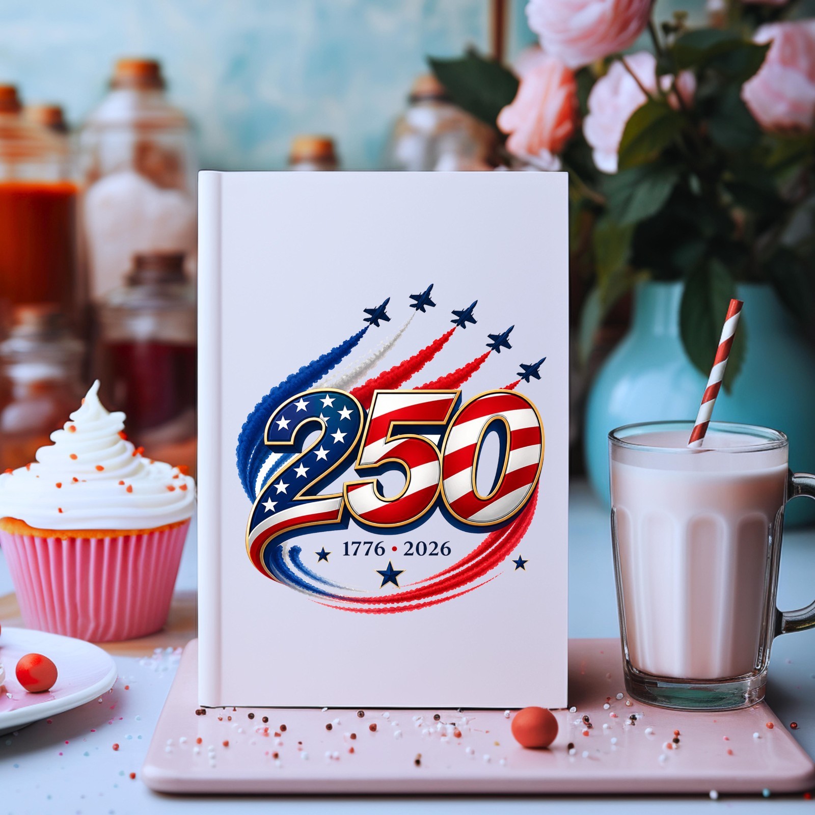 4th of July 250 Year Anniversary Planes Flying UV DTF Transparent Sticker /Decal