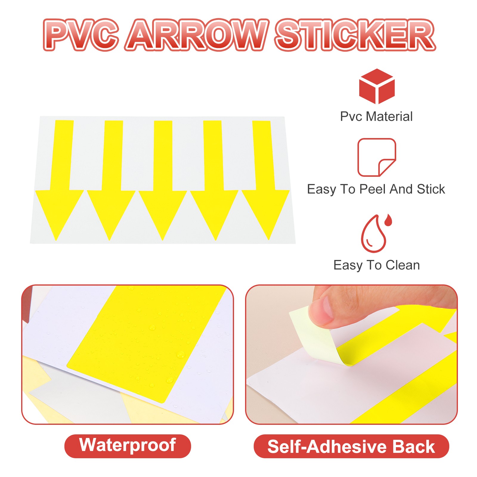 Arrow Sticker, (6×1.5 Inch, Yellow) (80 Pcs), Waterproof Arrow Sign Sticker