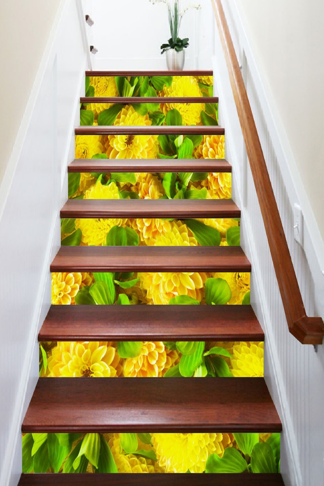 3D Yellow Flower AZ867 Stair Risers Decoration Mural Vinyl Wallpaper Kay