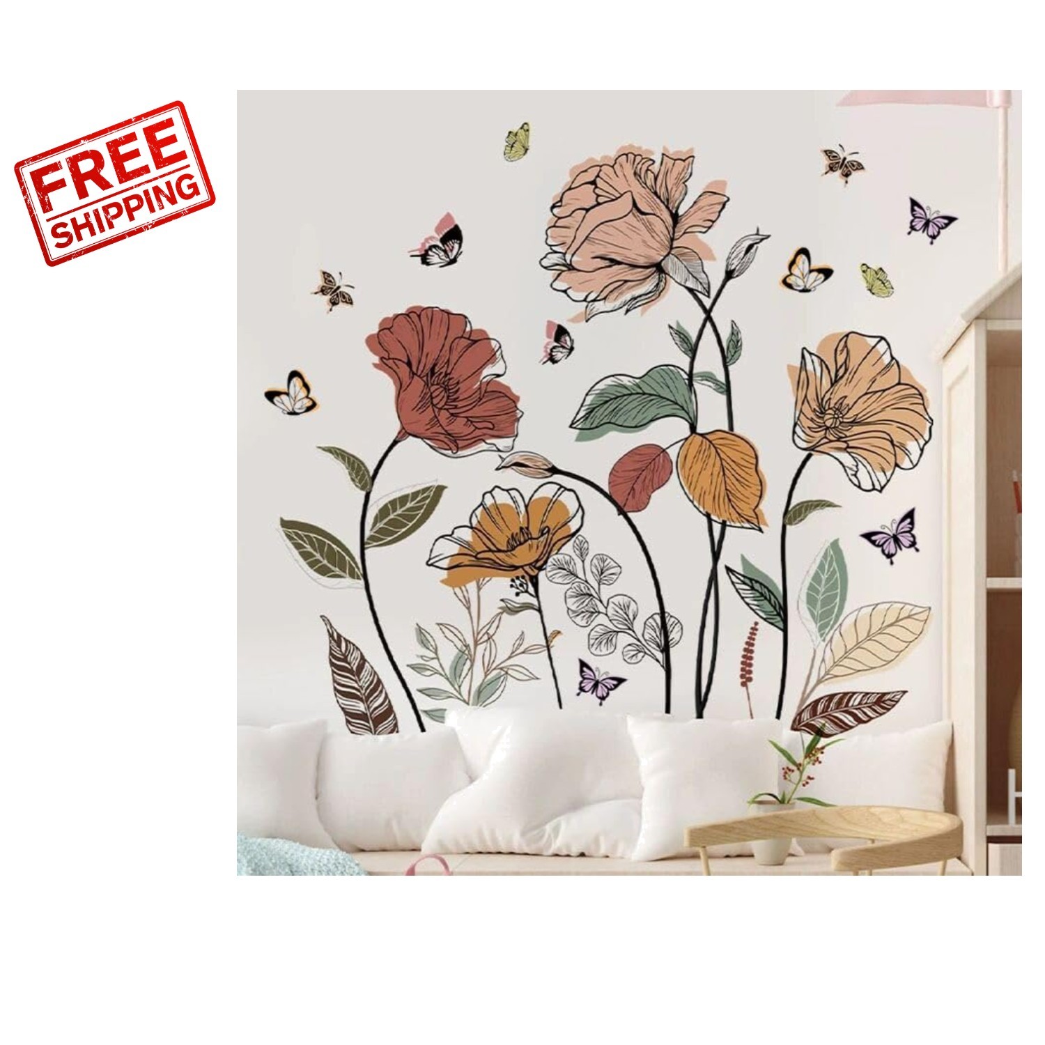 Brighten Any Room with Self-Adhesive Floral Wall Stickers – Kid-Friendly Design