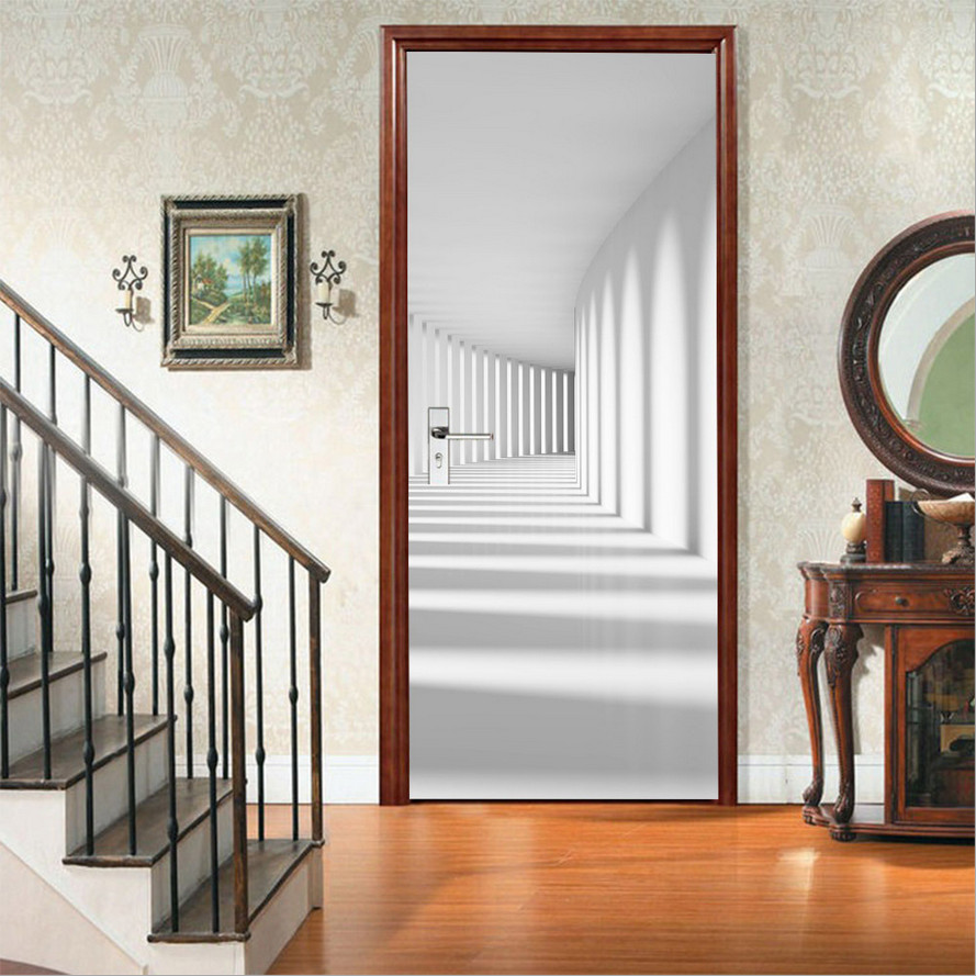 Abstract Style Morden PVC Door Sticker Art Wall Decals Mural 3D Home Room Decor