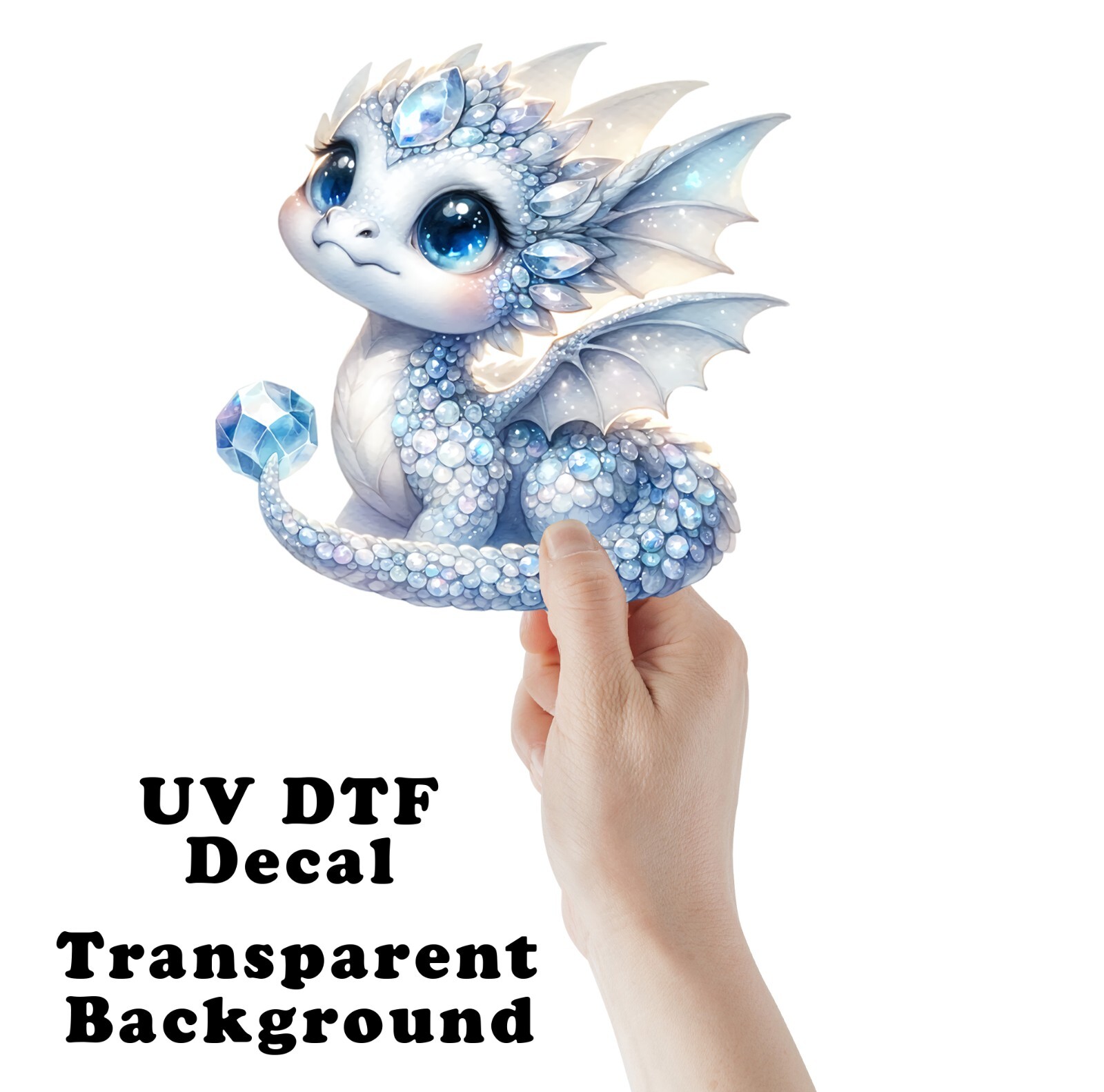 Ice Crystal Dragon UV DTF Transparent Sticker / Decal