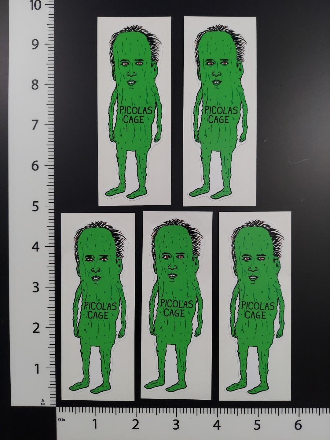 Nicolas Cage six pack stickers Picolas Cage 4" sticker set – Nic Cage novelty