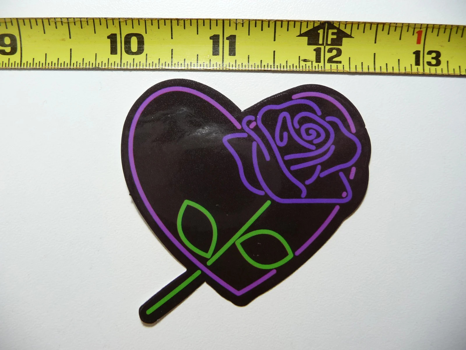ROSE LOVE HEART NEON STYLE SMALL STICKER DECAL COLORFUL FUNNY