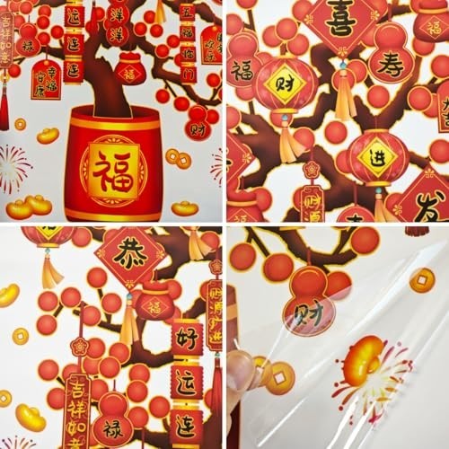 Chinese New Year Window Stickers – Fu Character Static Clings, Zodiac Horse Deco