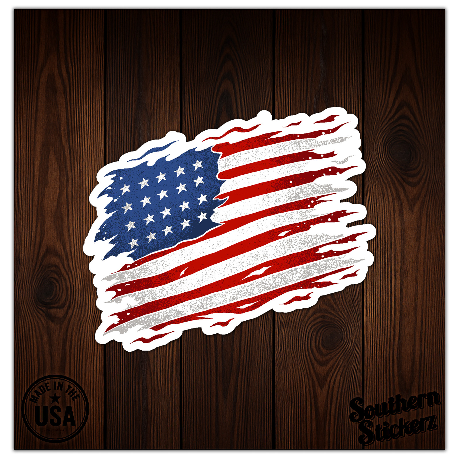 Tattered American Flag – Vinyl Decal Sticker – Car Window Laptop – ebn7976