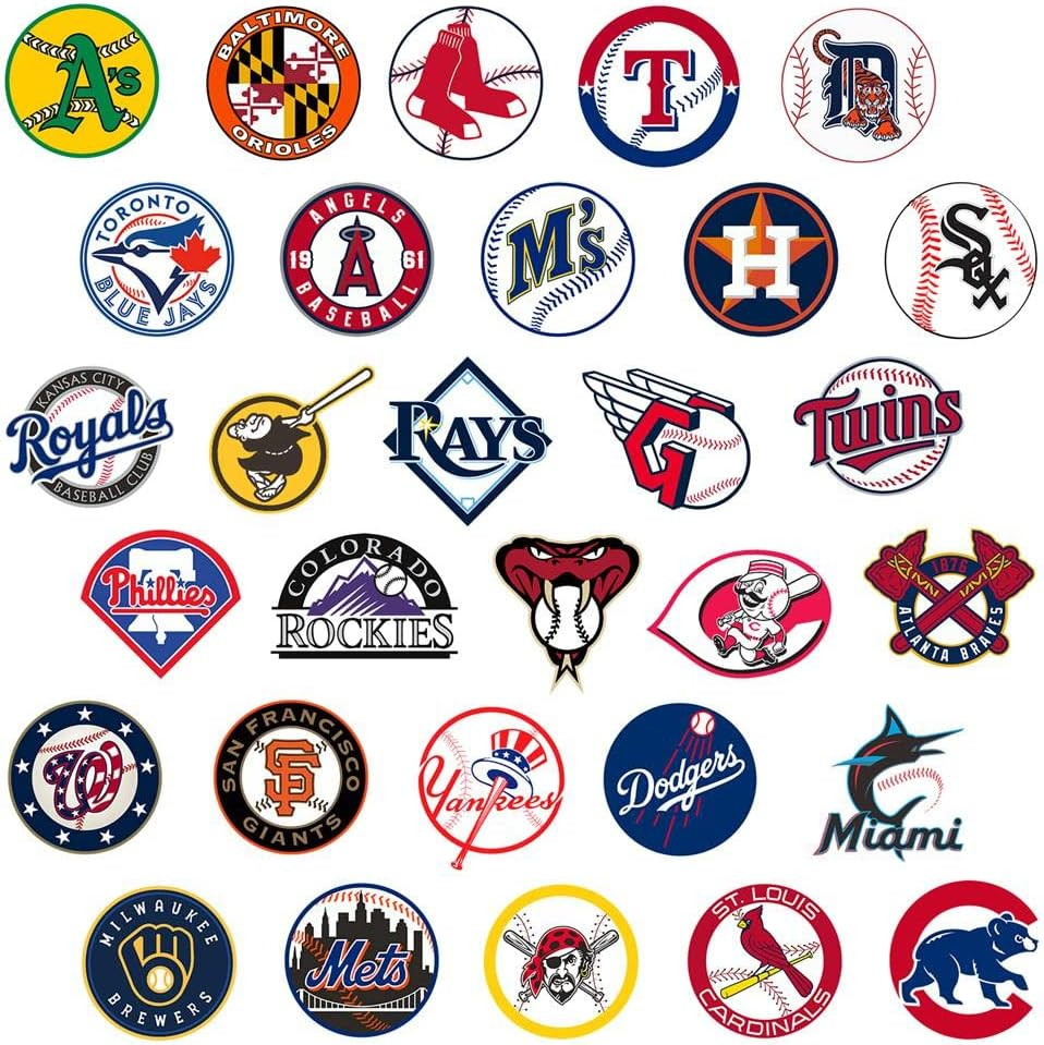 100 Pcs Sports Stickers,Baseball Stickers,Baseball Team Logo Decals,Hydroflask B