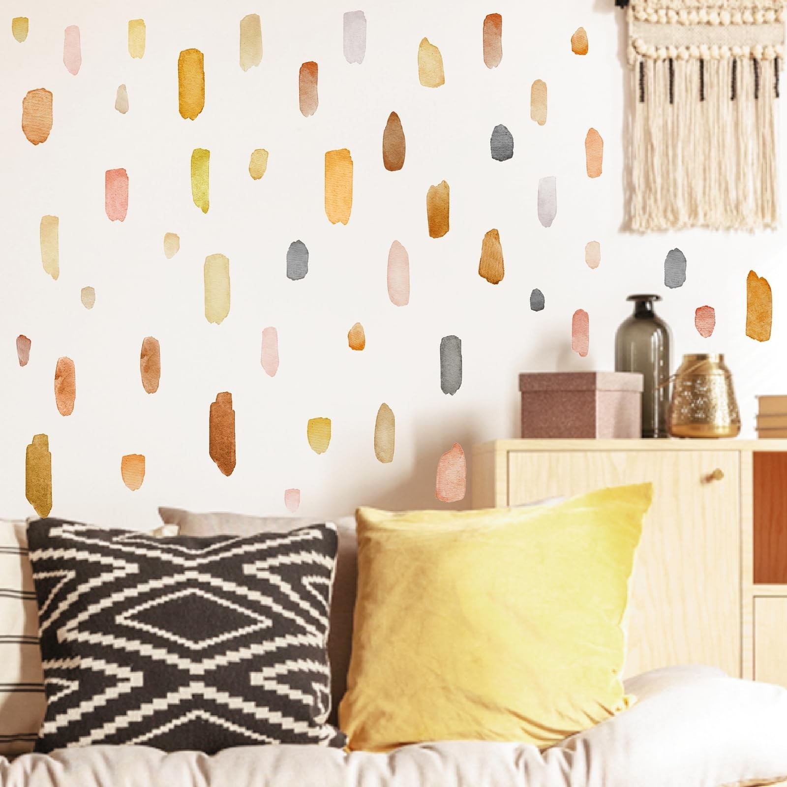 Peel and Stick Watercolor Wall Decals – Boho Brush Stroke Stickers for Nursery &