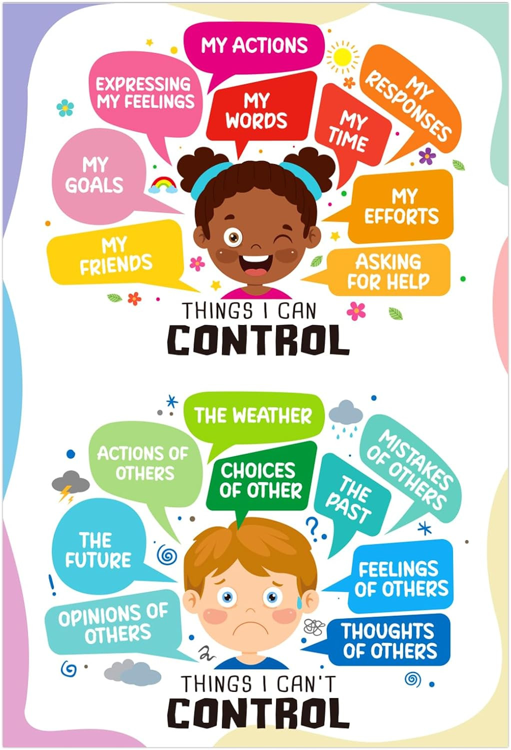 Things I Can Control-Things I Cannot Control Mental Health Posters for Boho Clas