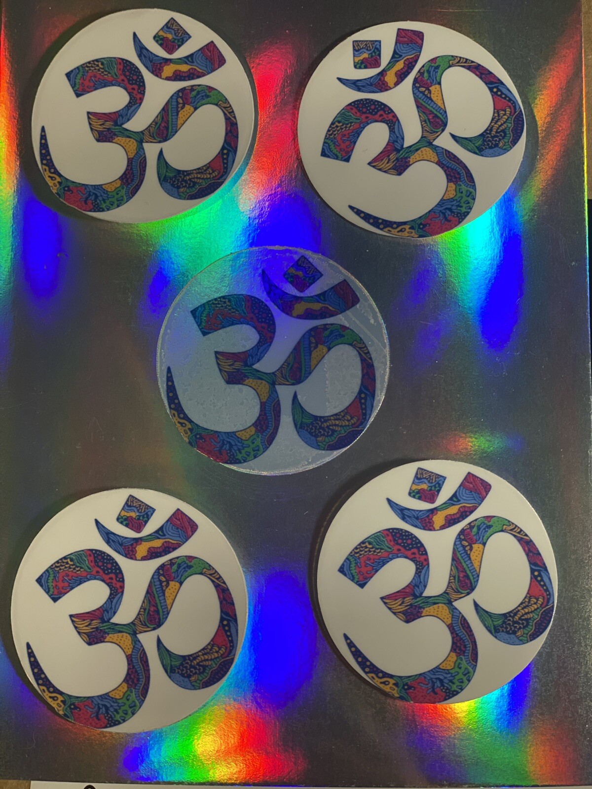 Lot Of 5 Om Colorful Car Laptop Phone Vinyl Sticker 1.5 Inches Small Fun Hindu