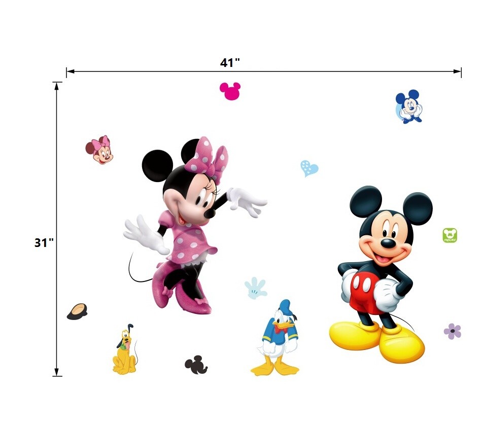 Disney 19" mickey & minnie mouse Removable Wall Stickers Decal Kids Home Decor