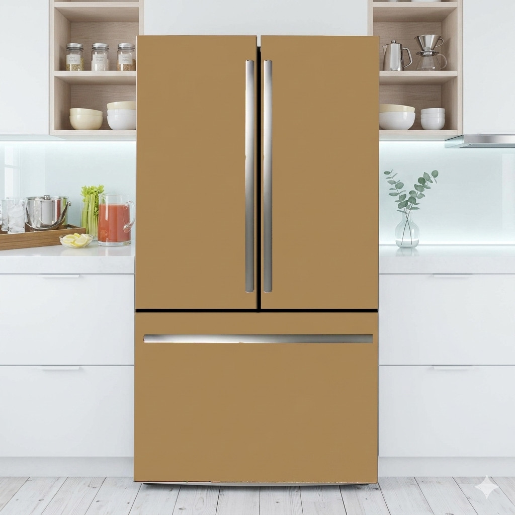 Light Brown Color Minimalist Fridge Wrap Waterproof Vinyl Refrigerator Cover