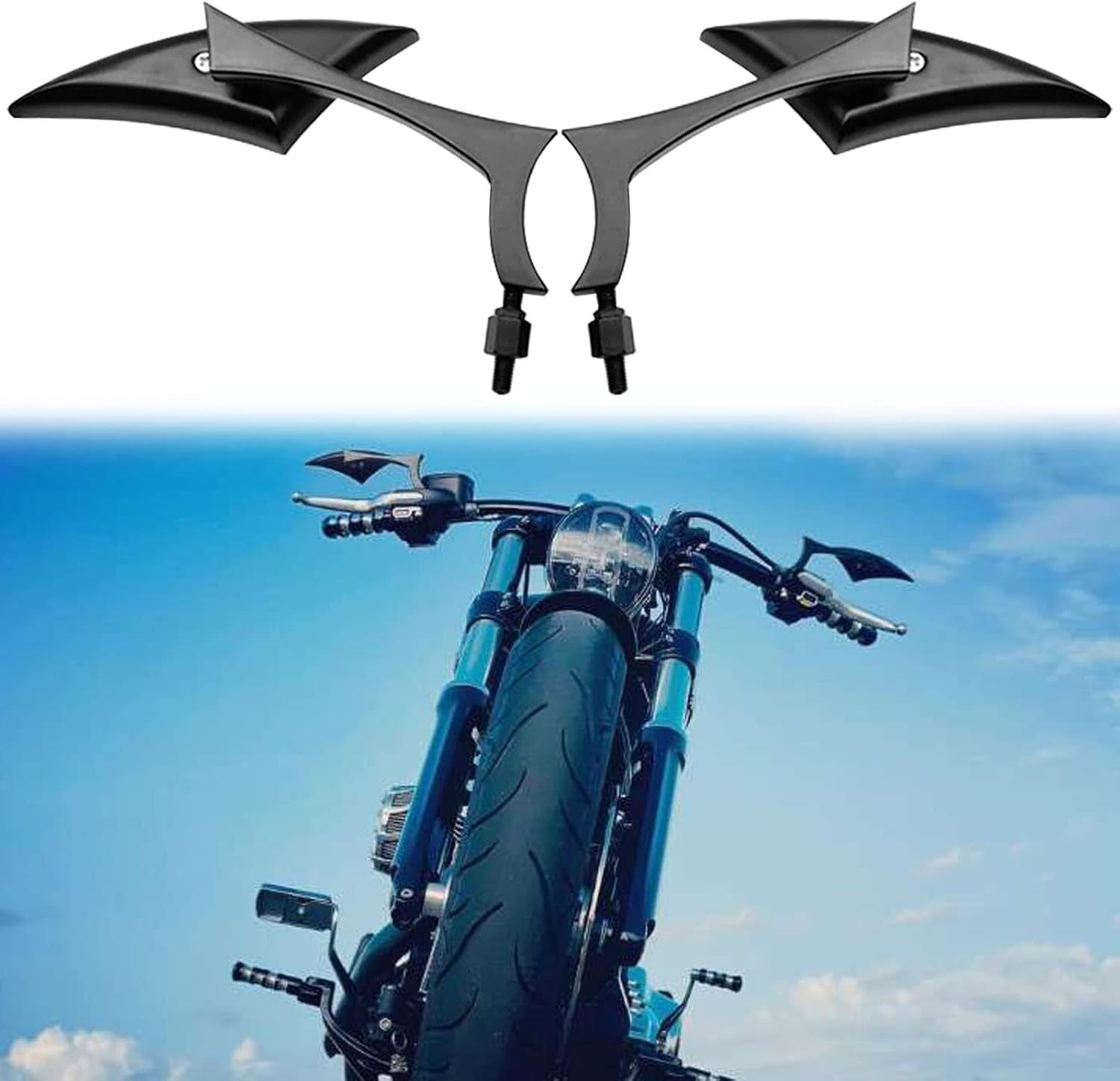 8Mm 10Mm Black Motorcycle Rearview Side Mirrors Blade Compatible with Harley Spo