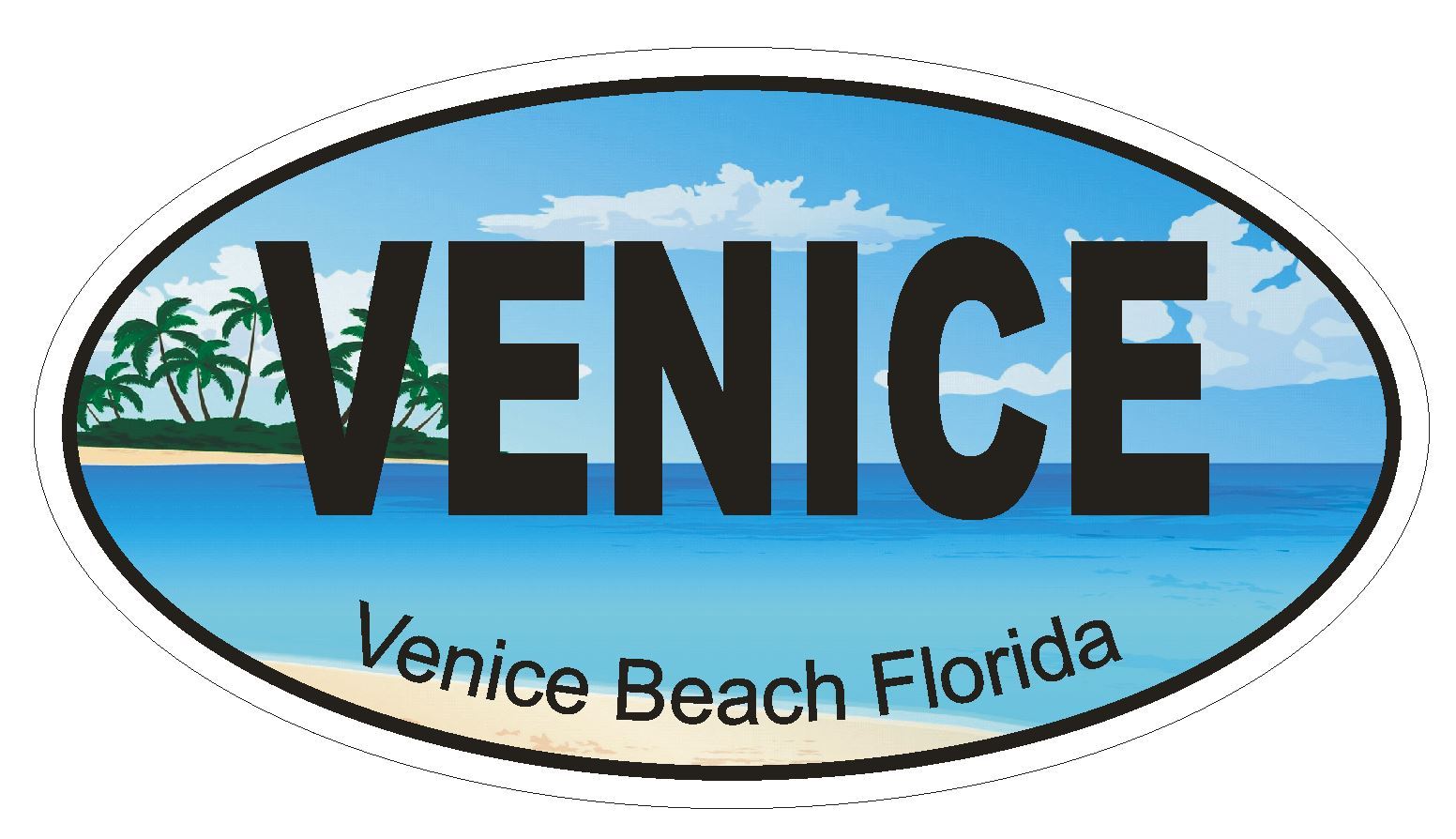 Venice Beach Florida Oval Bumper Sticker or Helmet Sticker D1273 Euro Oval