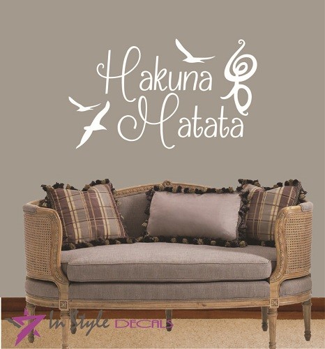 Wall Vinyl Decal Hakuna Matata Phrase Words Birds Kids Bedroom Sticker 311