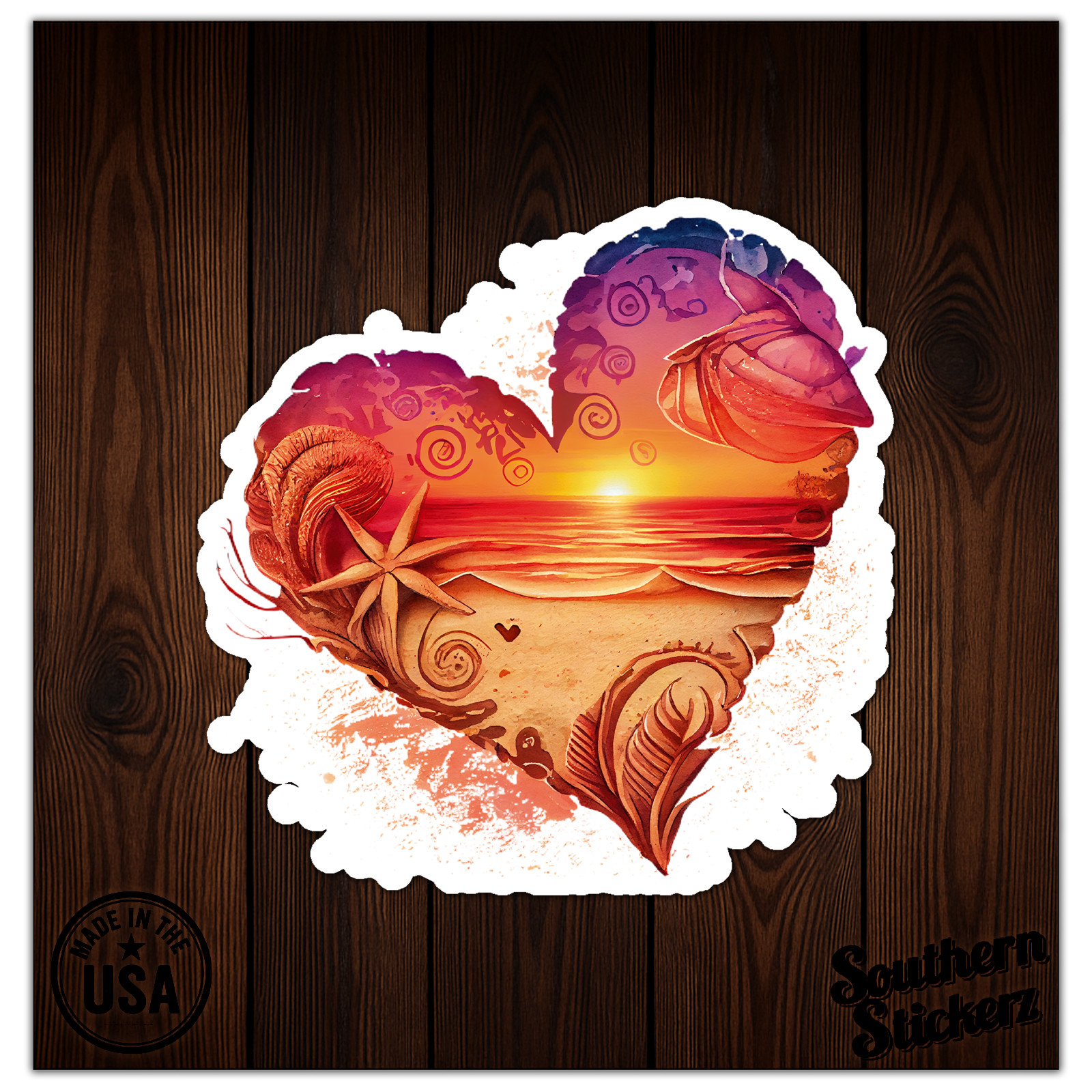 Love Beach Sunset – Vinyl Decal Sticker – Car Window Laptop – ebn8756