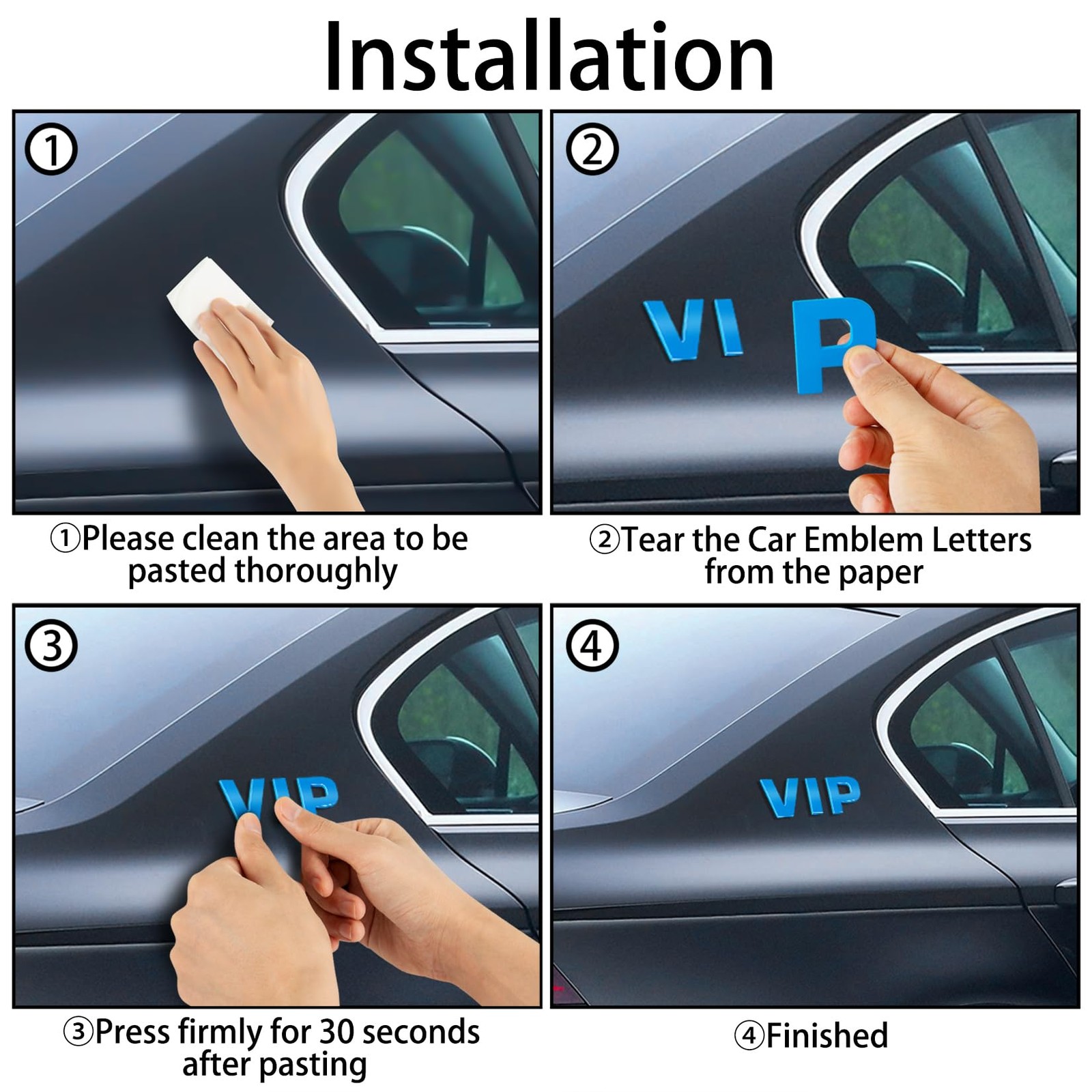 43 Pcs 1.73" 3D Car Letter Decals Emblem Adhesive Number Symbol Badge Stickers