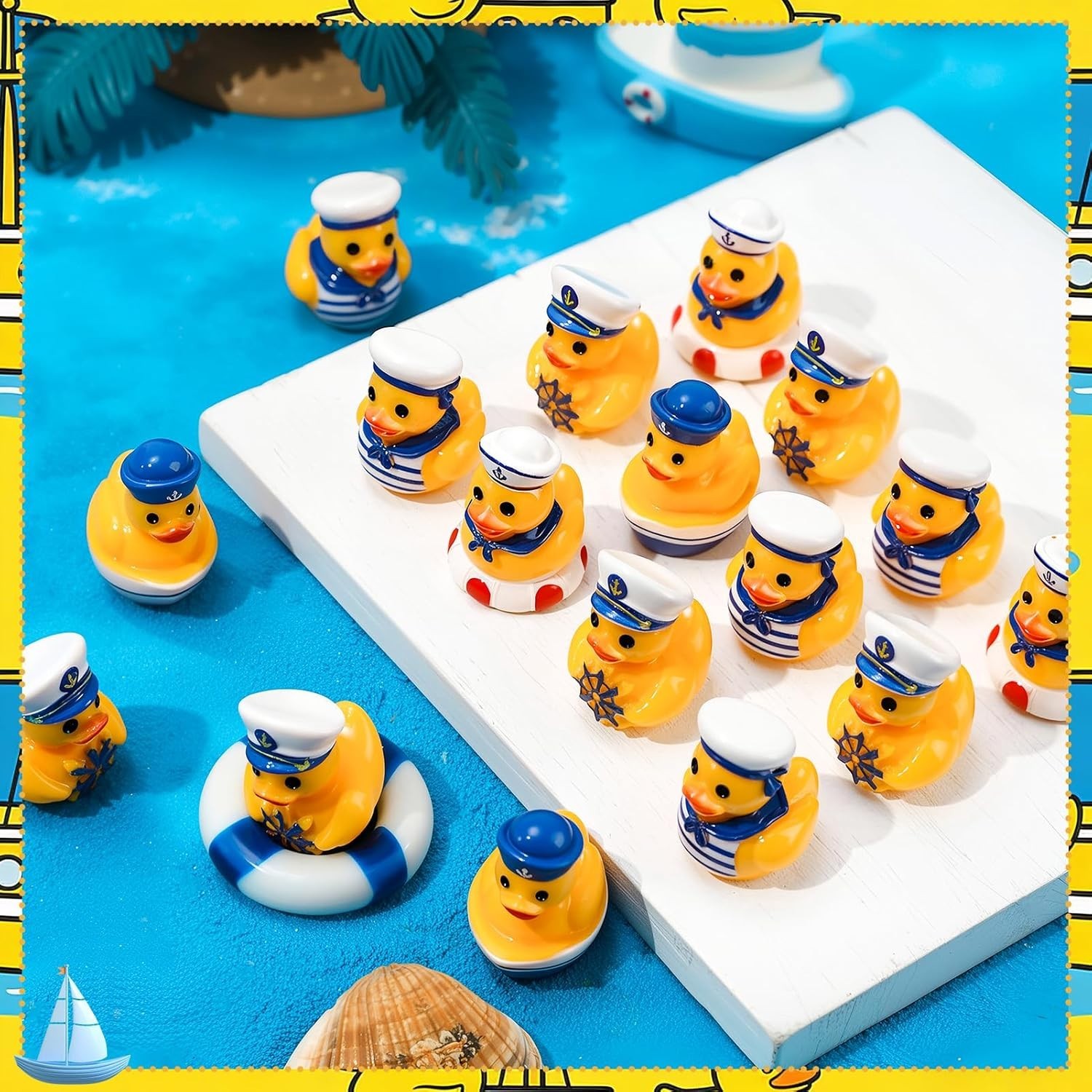 60Pcs Mini Resin Sailor Cruise Ducks, Tiny Cruise Duck for Hiding, Miniature Sai