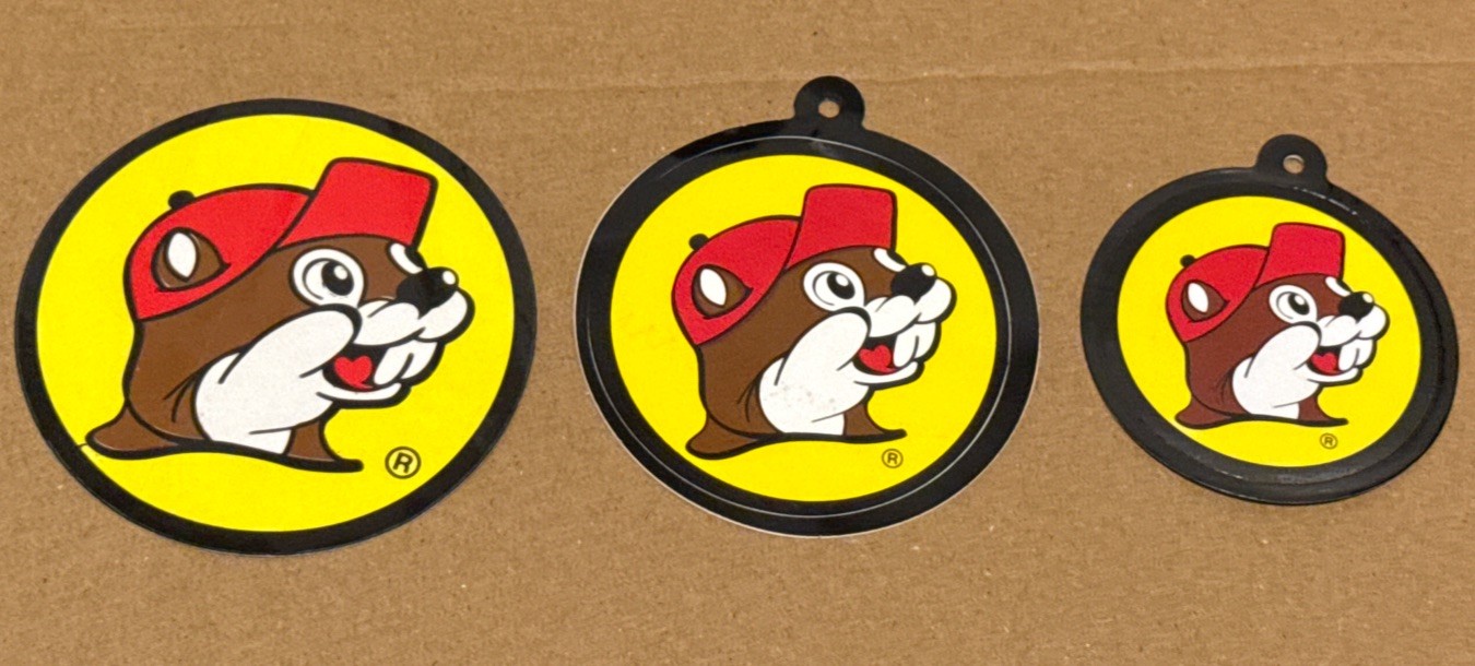 3pc Buc-ee's Gas Station Round Stickers, IndoorOutdoor