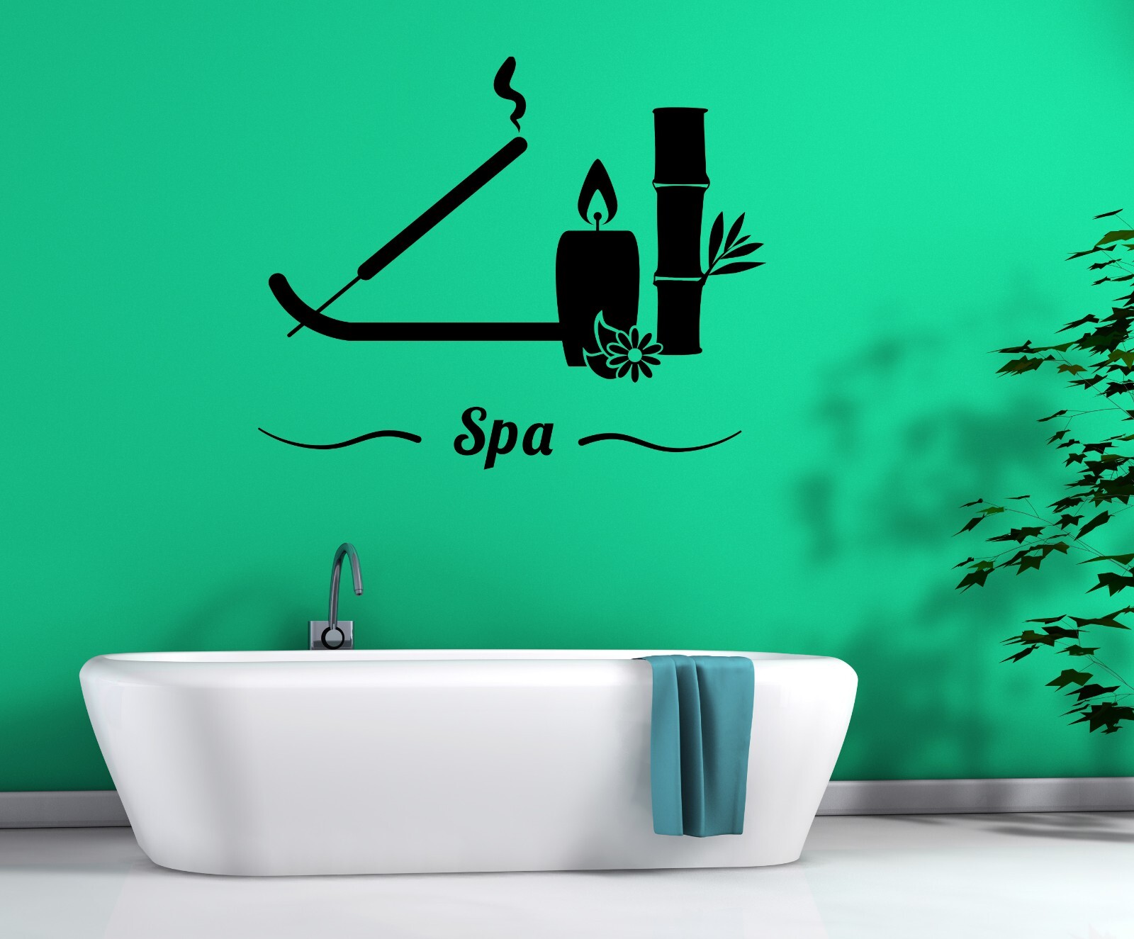 Vinyl Wall Decal Spa Center Logo Relax Incense Stick Candle Bamboo (n1865)